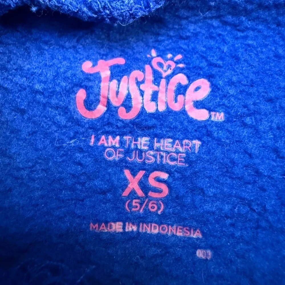 Justice Vibrant Blue Fleece Hoodie Size XS(5/6)